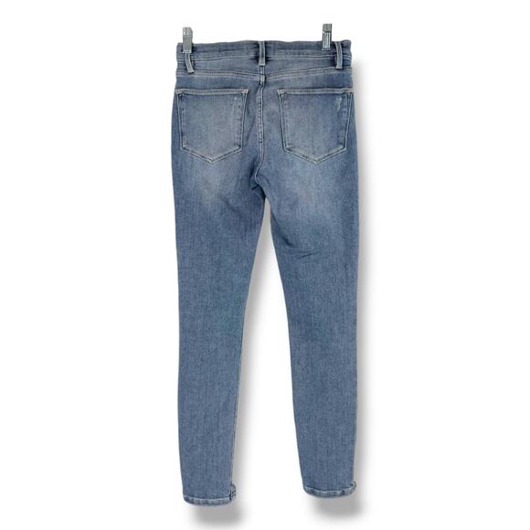 EUC Frame Le High Skinny Jeans 26x27 Mid-Rise Chew Hem Paltrow Denim Designer - Picture 2 of 10